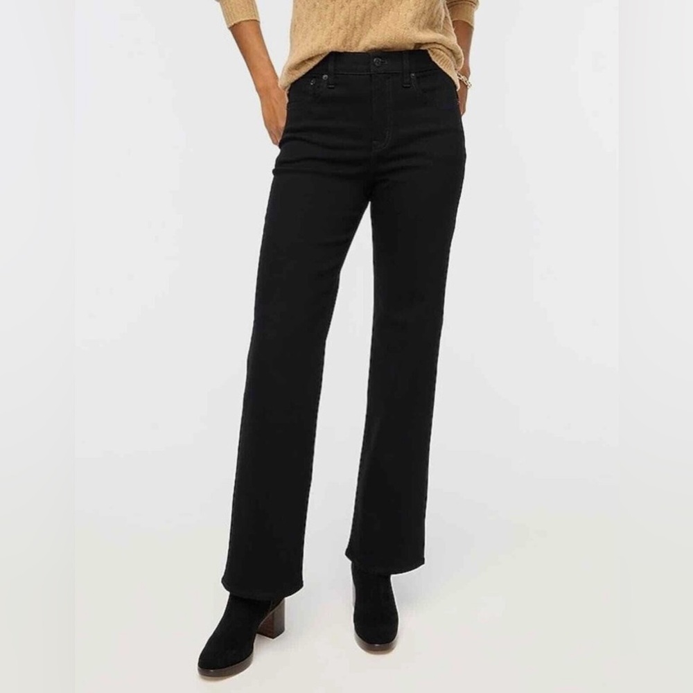 J Crew Factory Black wide-leg full-length jean in all-day stretch Size 27 NWT